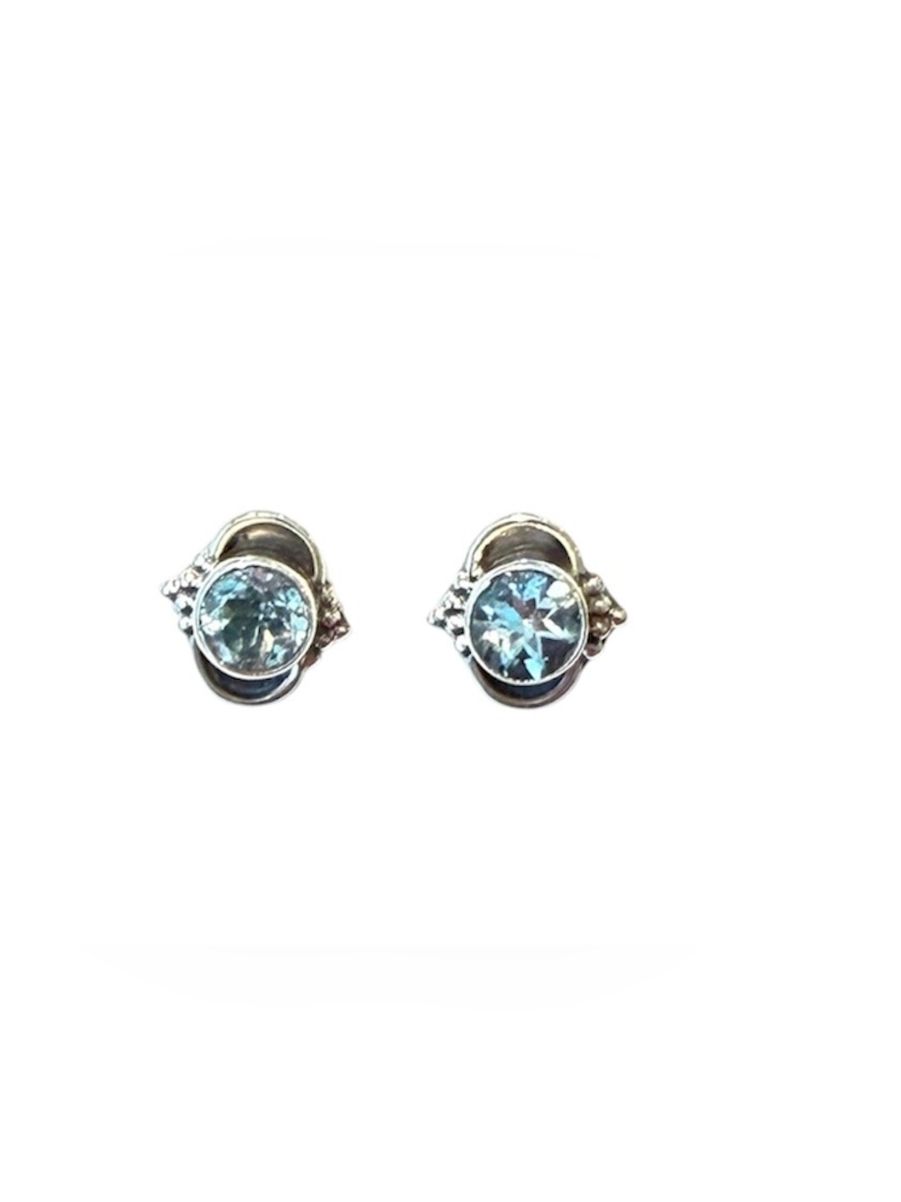 Sterling Silver Blue Topaz Stud Earrings New